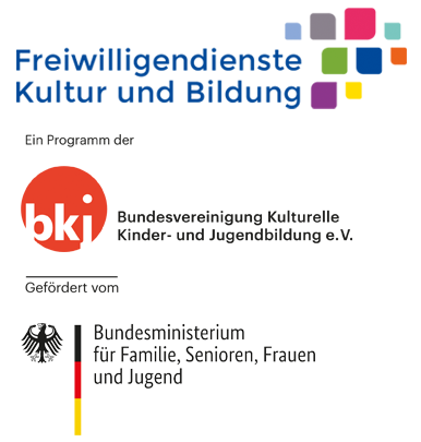 Freiwilligendienste Kultur und Bildung sind ein Programm der Bundesvereinigung Kulturelle Kinder- und Jugendbildung e.V. und gefördert vom Bundesministerium für Familie, Senioren, Frauen und Jugend